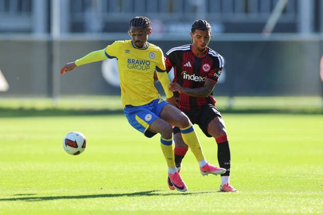 02.10.2026, Fussball Testspiel, Eintracht Frankfurt - Eintracht Braunschweig, v.l., Sidi Sane (Eintracht Braunschweig), Otavio Galdino Fernandes (Eintracht Frankfurt) DFL DFB REGULATIONS PROHIBIT ANY USE OF PHOTOGRAPHS AS IMAGE SEQUENCES AND OR QUASI-VIDEO. xdcx Copyright: HMBxMedia Claus
