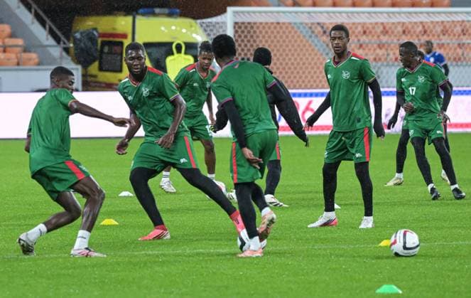 Russia Soccer Friendly Namibia Training 9256327 02.10.2026 Namibia s players attend a training session on the eve of the friendly soccer match against Russia at Yekaterinburg Arena in Yekaterinburg, Russia. Grigory Sysoev Sputnik Yekaterinburg Russia  Copyright: xGrigoryxSysoevx