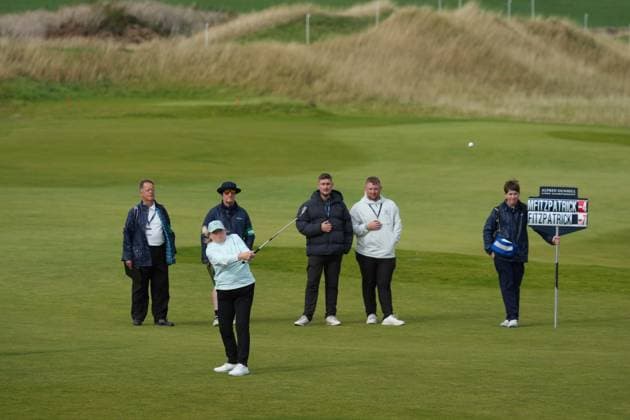 Sue Fitzpatrick plays her approach shot to the 4th green Alfred Dunhill Links Championship, Round 2, Kingsbarns, Tayside, UK, Scotland - 02 Oct 2026 United Kingdom  Copyright: xStuartxWallace Shutterstockx 17181491ca