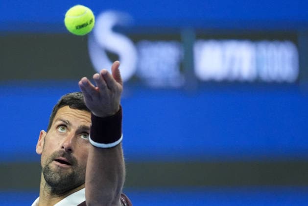 (261002) -- BEIJING, Oct. 2, 2026 -- Novak Djokovic of Serbia serves during the men s singles second round match between Bu Yunchaokete of China and Novak Djokovic of Serbia at 2026 China Open tennis tournament in Beijing, China, Oct. 2, 2026. ) (SP)CHINA-BEIJING-TENNIS-CHINA OPEN-MEN S SINGLES(CN) JuxHuanzong 