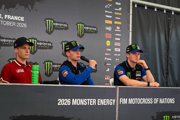 MOTOCROSS : 2026 FIM Motocross of Nations - ErnÃ e circuit - France - 02 10 2026 16 LATVIA : Karlis Alberts REISULIS (Yamaha MXGP) - Janis Martins REISULIS (Yamaha MX2) - Pauls JONASS (Kawasaki Open), during the 2026 FIM Motocross of Nations, on the ErnÃ e circuit, France, from October 2 to 4, 2026. ERNEE CIRCUITFrance  Copyright: xMPSxAGENCYx