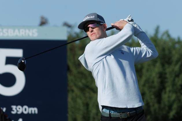 RECORD DATE NOT STATED 2nd October 2026; Kingsbarns Golf Links, St Andrews, Scotland; DP World Tour Golf, Alfred Dunhill Links Championship, Day 2; Charles Porter of USA plays a shot from the tee on the fifth hole DavidxYoung