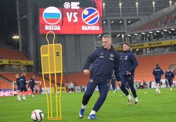 Russia Soccer Friendly Russia Training 9256392 02.10.2026 Russia s Konstantin Tyukavin attends a training session on the eve of the friendly soccer match against Namibia at Yekaterinburg Arena in Yekaterinburg, Russia. Grigory Sysoev Sputnik Yekaterinburg Russia  Copyright: xGrigoryxSysoevx