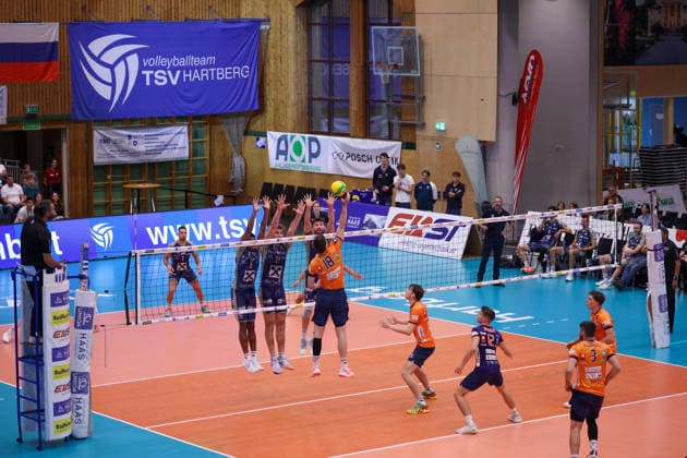 VOLLEYBALL - Coppa Pallavolo Senza Confini HARTBERG,AUSTRIA,02.OCT.26 - VOLLEYBALL - Coppa Pallavolo Senza Confini, TSV Hartberg vs ACH Volley Ljubljana. Image shows overview of the game.  GEPAxpictures xChrisxBauer