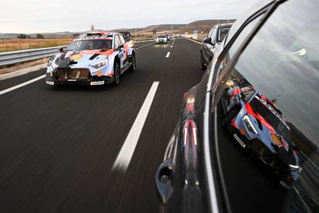 FIA WRC, Motorsport Rallye, WM Rally Italia Sardegna 2026 Thierry Neuville and co-driver Martijn Wydaeghe of the Hyundai Shell Mobis World Rally Team, driving a Hyundai i20 N Rally1, face the press on the second day of the race during the FIA World Rally Championship WRC Rally Italia Sardegna 2026 in Alghero, Sardinia, Italy, on October 2, 2026. Alghero Sardinia Italy  Copyright: xLucaxBarsalix originalFilename:barsali-wrcrally261002_npnt0.jpg