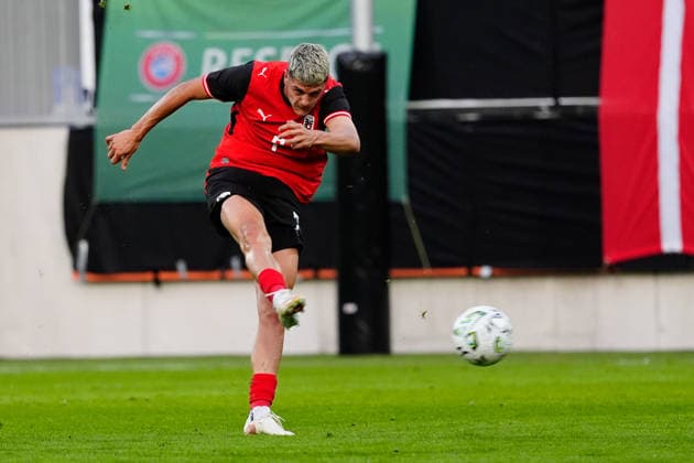 SOCCER - UEFA U21, U 21 EURO quali, AUT vs DEN VIENNA,AUSTRIA,02.OCT.26 - SOCCER - UEFA European Under-21 Championship 2027, qualifiers, OEFB Under-21 international match, Länderspiel, Nationalmannschaft Austria vs Denmark. Image shows Vasilije Markovic (AUT).  GEPAxpictures xKevinxKada
