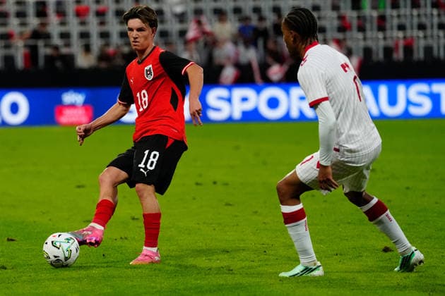 SOCCER - UEFA U21, U 21 EURO quali, AUT vs DEN VIENNA,AUSTRIA,02.OCT.26 - SOCCER - UEFA European Under-21 Championship 2027, qualifiers, OEFB Under-21 international match, Länderspiel, Nationalmannschaft Austria vs Denmark. Image shows Nicolas Bajlicz (AUT).  GEPAxpictures xKevinxKada