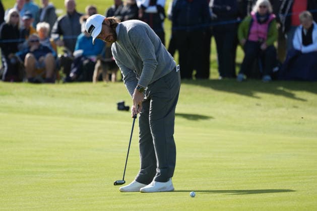 RECORD DATE NOT STATED 2nd October 2026; Kingsbarns Golf Links, Kingsbarns, Scotland; DP World Tour Golf, Alfred Dunhill Links Championship, Day 2; Tommy Fleetwood putts for birdie on the 15th hole AlecxBrown