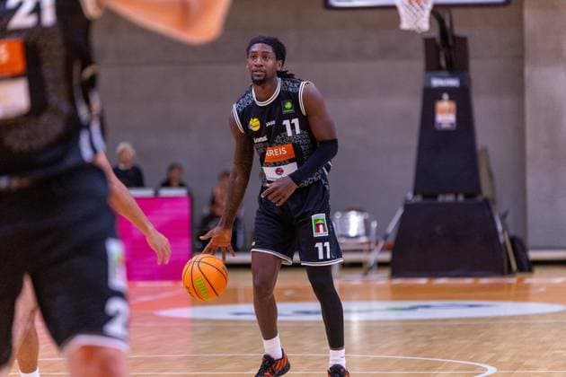 Tyrel Morgan (Kreisbau Kirchheim Knights, 11) GER, OrangeAcademy vs. Kreisbau Kirchheim Knights, Barmer 2. Basketball Bundesliga, 2. Spieltag, Saison 2026 2027, 02.10.2026 GER, OrangeAcademy vs. Kreisbau Kirchheim Knights, Barmer 2. Basketball Bundesliga, 2. Spieltag, Saison 2026 2027, 02.10.2026 Neu-Ulm Copyright: xEibner-Pressefoto NinaxSanderx EP_NSR