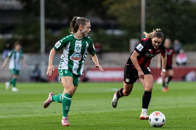 Google Pixel Frauen-Bundesliga: Bayer 04 Leverkusen Frauen - SV Werder Bremen Frauen; 02.10.2026 Michelle Weiß (SV Werder Bremen Frauen, 15) Google Pixel Frauen-Bundesliga: Bayer 04 Leverkusen Frauen - SV Werder Bremen Frauen; BayArena, Leverkusen, 02.10.2026 DFL regulations prohibit any use of photographs as image sequences and or quasi video. Copyright: xBEAUTIFULxSPORTS Buriakovx