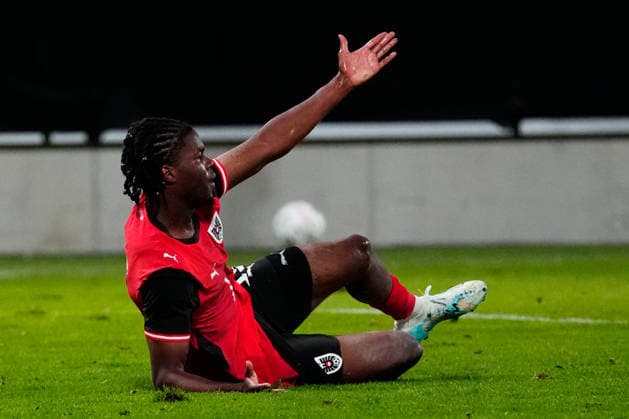 SOCCER - UEFA U21, U 21 EURO quali, AUT vs DEN VIENNA,AUSTRIA,02.OCT.26 - SOCCER - UEFA European Under-21 Championship 2027, qualifiers, OEFB Under-21 international match, Länderspiel, Nationalmannschaft Austria vs Denmark. Image shows Adejenughure Oghenetejiri (AUT).  GEPAxpictures xKevinxKada