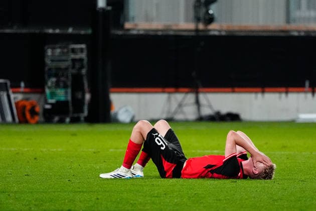 SOCCER - UEFA U21, U 21 EURO quali, AUT vs DEN VIENNA,AUSTRIA,02.OCT.26 - SOCCER - UEFA European Under-21 Championship 2027, qualifiers, OEFB Under-21 international match, Länderspiel, Nationalmannschaft Austria vs Denmark. Image shows the disappointment of Valentin Zabransky (AUT).  GEPAxpictures xKevinxKada