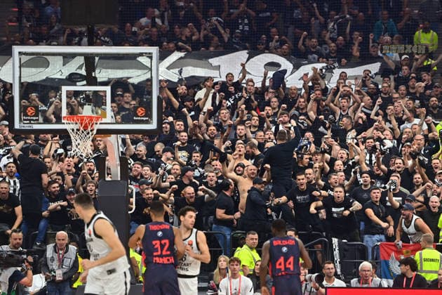 Fans,fanblock Parizan. Basketball Euro League,Saison 2026 2027, FC Bayern Muenchen - Partizan Belgrad am 02.10.2026 , S A P G A R D EN