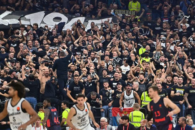 Fans,fanblock Parizan. Basketball Euro League,Saison 2026 2027, FC Bayern Muenchen - Partizan Belgrad am 02.10.2026 , S A P G A R D EN