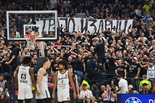 Fans,fanblock Parizan. Basketball Euro League,Saison 2026 2027, FC Bayern Muenchen - Partizan Belgrad am 02.10.2026 , S A P G A R D EN