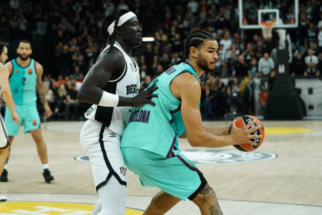 October 2, 2026, Zeytinburnu, Istanbul, Turkey: OLIVIER NKAMHOUA (R) of Barcelona in action against WENYEN GABRIEL (L) of Besiktas during the EuroLeague Basketball match between Besiktas vs Barcelona in Istanbul, Turkey on October 2,Ã‚ 2026. EuroLeague Basketball - Besiktas VsÃ‚ Barcelona  - ZUMAu194 20261002_zip_u194_013 Copyright: xTolgaxUluturkx