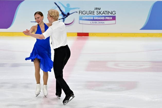 LJUBLJANA; SLOVENIJA - OCTOBER 02: Iris Lahti and Oskari Liedenpohja of Finland in action during the Junior Ice Dance - Rhythm Dance on the ISU Figure skating, Eiskunstlauf Junior Grand Prix Ljubljana 2026 in Hala Tivoli on October 02, 2026 in Ljubljana, Slovenia. (Photo by Igor Kupljenik Sports Press Photo). Copyright: xIgorxKupljenikx xSPPx Sportspressphoto_SPR243798