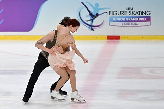 LJUBLJANA; SLOVENIJA - OCTOBER 02: Darya Grimm and Grigorii Rodin of Germany in action during the Junior Ice Dance - Rhythm Dance on the ISU Figure skating, Eiskunstlauf Junior Grand Prix Ljubljana 2026 in Hala Tivoli on October 02, 2026 in Ljubljana, Slovenia. (Photo by Igor Kupljenik Sports Press Photo). Copyright: xIgorxKupljenikx xSPPx Sportspressphoto_SPR243815