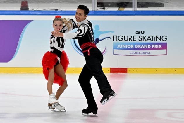 LJUBLJANA; SLOVENIJA - OCTOBER 02: Maite van Mulders and Tudor Dominic Andrei of Romania in action during the Junior Ice Dance - Rhythm Dance on the ISU Figure skating, Eiskunstlauf Junior Grand Prix Ljubljana 2026 in Hala Tivoli on October 02, 2026 in Ljubljana, Slovenia. (Photo by Igor Kupljenik Sports Press Photo). Copyright: xIgorxKupljenikx xSPPx Sportspressphoto_SPR243821