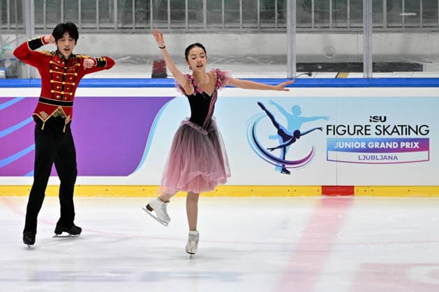 LJUBLJANA; SLOVENIJA - OCTOBER 02: Yixuan Wang and Shiqi Guan of China in action during the Junior Ice Dance - Rhythm Dance on the ISU Figure skating, Eiskunstlauf Junior Grand Prix Ljubljana 2026 in Hala Tivoli on October 02, 2026 in Ljubljana, Slovenia. (Photo by Igor Kupljenik Sports Press Photo). Copyright: xIgorxKupljenikx xSPPx Sportspressphoto_SPR243830