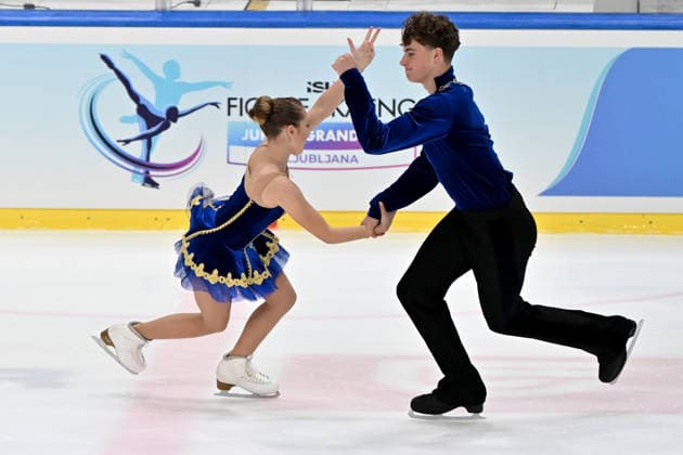 LJUBLJANA; SLOVENIJA - OCTOBER 02: Yeva Alekhnovich and Stanislaw Borysewicz of Poland in action during the Junior Ice Dance - Rhythm Dance on the ISU Figure skating, Eiskunstlauf Junior Grand Prix Ljubljana 2026 in Hala Tivoli on October 02, 2026 in Ljubljana, Slovenia. (Photo by Igor Kupljenik Sports Press Photo). Copyright: xIgorxKupljenikx xSPPx Sportspressphoto_SPR243850