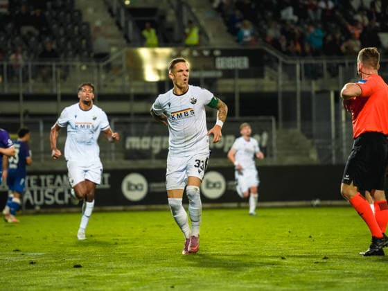 02.10.2026, xwppx, Fussball Regionalliga Suedwest, SV Sandhausen - 1.FC Kaiserslautern II v.l. Jubel nach dem 1:0 durch Marco Kehl-Gomez (SV Sandhausen)