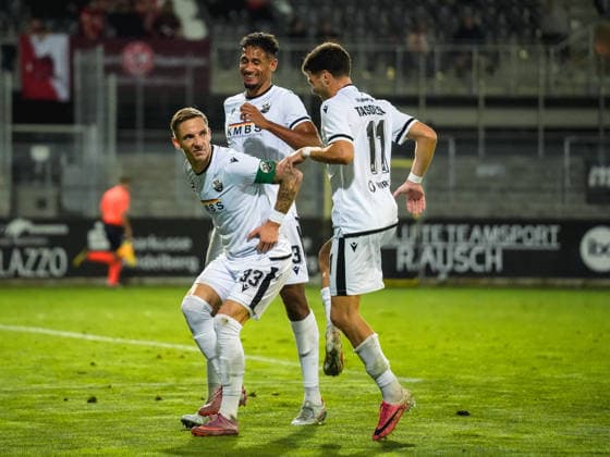 02.10.2026, xwppx, Fussball Regionalliga Suedwest, SV Sandhausen - 1.FC Kaiserslautern II v.l. Jubel nach dem 1:0 durch Marco Kehl-Gomez (SV Sandhausen)