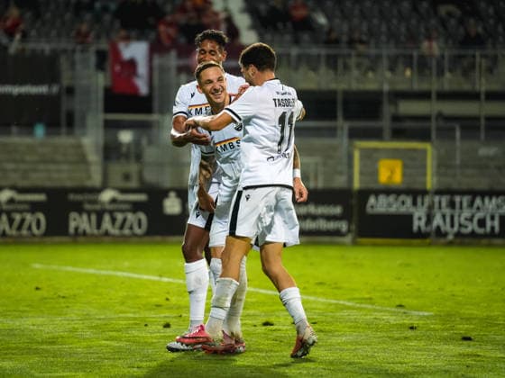 02.10.2026, xwppx, Fussball Regionalliga Suedwest, SV Sandhausen - 1.FC Kaiserslautern II v.l. Jubel nach dem 1:0 durch Marco Kehl-Gomez (SV Sandhausen)