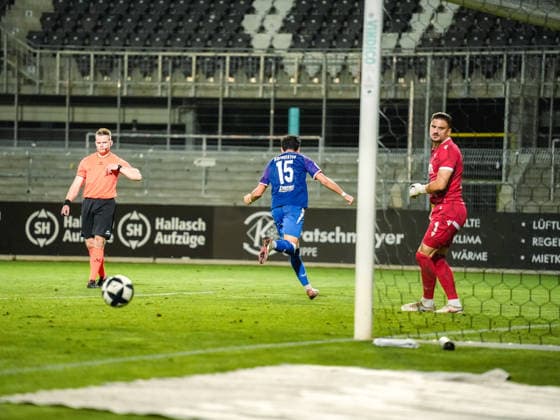 02.10.2026, xwppx, Fussball Regionalliga Suedwest, SV Sandhausen - 1.FC Kaiserslautern II v.l. Jubel von Dion Hofmeister (1. FC Kaiserslautern II) nach dem 1:1 per Elfmeter