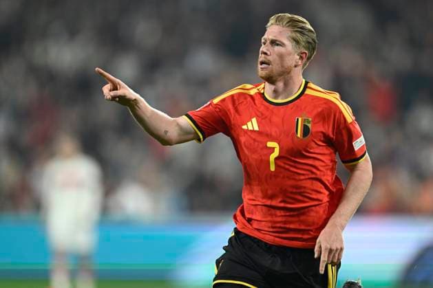 Belgium v Turkey - UEFA Nations League 2026 LIEGE, BELGIUM - OCTOBER 02 : De Bruyne Kevin forward of Belgium celebrates scoring a goal during the UEFA Nations League tournament league phase matchday 3 group A1 match between Belgium and Turkey on October 2, 2026 in Liege, Belgium, 02 10 2026 Liege Belgium  Copyright: xNicoxVereeckenx