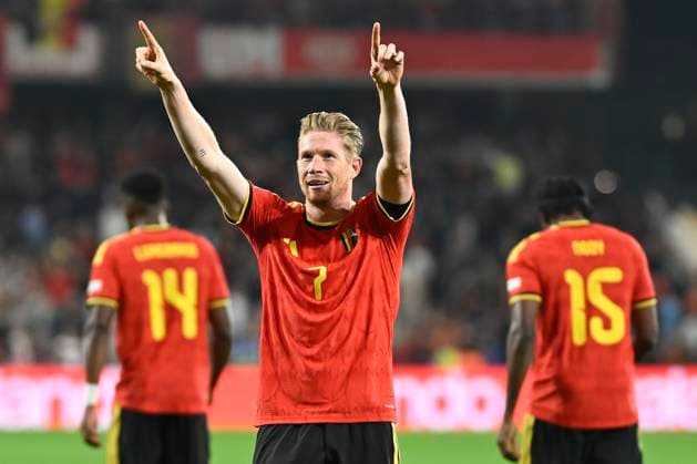 Belgium v Turkey - UEFA Nations League 2026 LIEGE, BELGIUM - OCTOBER 02 : De Bruyne Kevin forward of Belgium celebrates scoring a goal with teammates during the UEFA Nations League tournament league phase matchday 3 group A1 match between Belgium and Turkey on October 2, 2026 in Liege, Belgium, 02 10 2026 Liege Belgium  Copyright: xNicoxVereeckenx