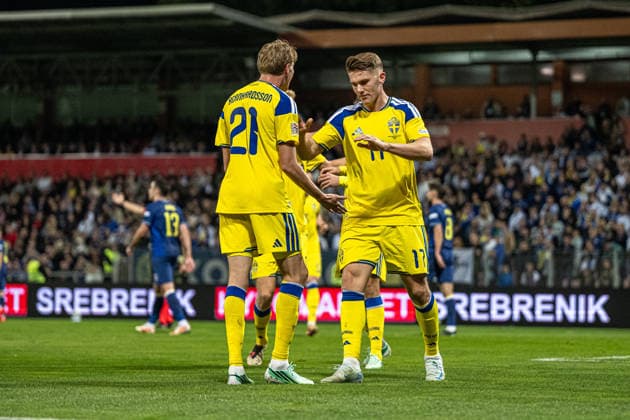 261002 Viktor Gyökeres of Sweden celebrates after scoring 0-1 during the Nations League football match between Bosnia and Herzegovina and Sweden on October 2, 2026 in Zenica. Photo: Ludvig Thunman BILDBYRAN kod LT LT0823 fotboll football soccer fotball nations league uefa nations league bosnia and herzegovina sverige sweden sverige a bbeng jubel Copyright: LUDVIGxTHUNMAN BB261002LT111