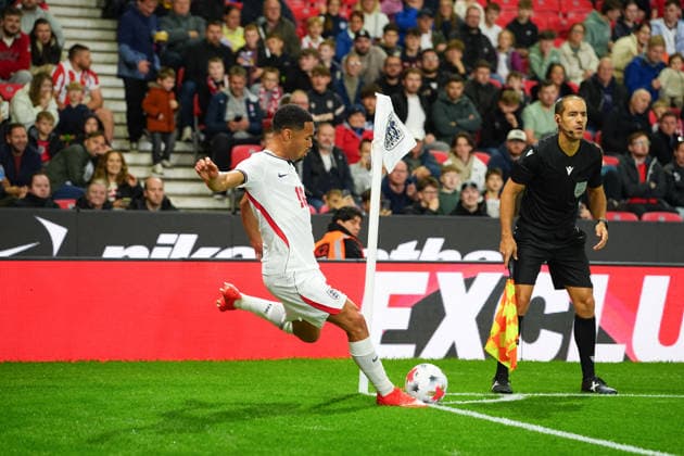 Ethan Nwaneri of England U21, U 21 during the UEFA U21 EURO 2027 qualifying match between England U21 and Slovakia U21 at bet365 Stadium, Stoke-on-Trent, England. (Photo by Jay Soundo) Copyright: xJayxSoundox xSportsxPressxPhotox Sportspressphoto_SPR243895