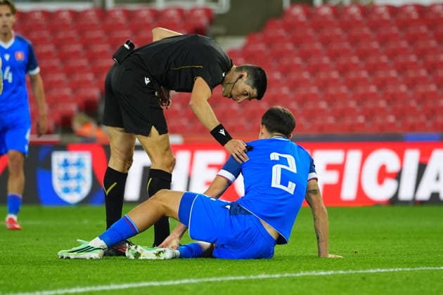 Tobias Paliscak of Slovakia U21, U 21 during the UEFA U21 EURO 2027 qualifying match between England U21 and Slovakia U21 at bet365 Stadium, Stoke-on-Trent, England. (Photo by Jay Soundo) Copyright: xJayxSoundox xSportsxPressxPhotox Sportspressphoto_SPR243896