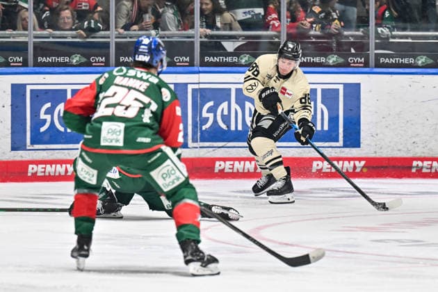 Penny DEL; Augsburger Panther - Grizzlys Wolfsburg, 02.10.2026 AUGSBURG, GERMANY; 02. OCTOBER: im Bild Tyler MORLEY (Grizzlys Wolfsburg 86) der einen Pass spielt während dem Match der Penny DEL zwischen den Augsburger Panthern und den Grizzlys Wolfsburg am 5. Spieltag im Curt Frenzel Stadion Copyright: xBEAUTIFULxSPORTS Goldbergx