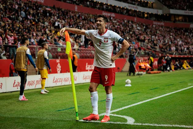 Robert Lewandowski seen celebrating after scoring goal during Nations League Division B MD1 game between national teams of Poland and Romania (Maciej Rogowski Ball Raw Images) Warsaw PGE Narodowy Poland Copyright: xMaciejxRogowskix maciejrogowski_poland_romania_2627-22