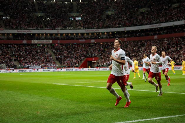 Robert Lewandowski seen celebrating after scoring goal during Nations League Division B MD1 game between national teams of Poland and Romania (Maciej Rogowski Ball Raw Images) Warsaw PGE Narodowy Poland Copyright: xMaciejxRogowskix maciejrogowski_poland_romania_2627