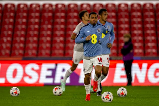 RECORD DATE NOT STATED 2nd October 2026; bet365 Stadium, Stoke-on-Trent, England; UEFA U21, U 21 Championship Qualification Football, England U21 versus Slovakia U21; Ethan Nwaneri of England during the warm up TimxWilliams