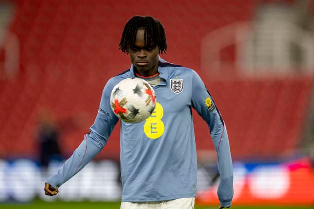 RECORD DATE NOT STATED 2nd October 2026; bet365 Stadium, Stoke-on-Trent, England; UEFA U21, U 21 Championship Qualification Football, England U21 versus Slovakia U21; Tyrique George of England during the warm up TimxWilliams