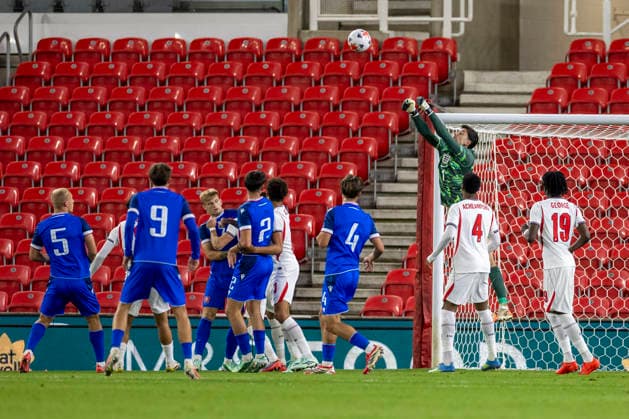 RECORD DATE NOT STATED 2nd October 2026; bet365 Stadium, Stoke-on-Trent, England; UEFA U21, U 21 Championship Qualification Football, England U21 versus Slovakia U21; Goalkeeper James Beadle of England thumps the ball clear TimxWilliams