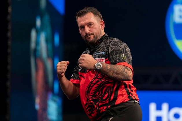 2026 BOYLE Sports World Grand Prix Jonny Clayton celebrates winning the first set against Gerwyn Price during the 2026 Boyle Sports World Grand Prix Quarter-Finals at Mattioli Arena, Leicester, United Kingdom on 2 October 2026 Credit: Alex Young Every Second Media Editorial use only. All images are copyright Every Second Media Limited. No images may be reproduced without prior permission. Copyright: xIMAGO EveryxSecondxMediax ESM-2197-0025 AlexxYoungx xEveryxSecondxMediax