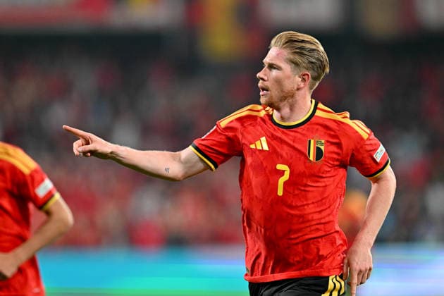 261002 Belgium vs Turkey Kevin De Bruyne (7) of Belgium celebrates after scoring the 1-0 goal during a soccer game between the national teams of Belgium and Turkey on matchday 3 in group A1 in the Nations League , league phase , on Friday 2 October 2026 in Liege , Belgium .(Photo by David Catry Isosport) Liege Belgium  Copyright: xDavidxCatryx 20261002DC2_7468