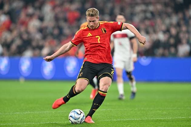 261002 Belgium vs Turkey Kevin De Bruyne (7) of Belgium scores the 1-0 goal during a soccer game between the national teams of Belgium and Turkey on matchday 3 in group A1 in the Nations League , league phase , on Friday 2 October 2026 in Liege , Belgium .(Photo by David Catry Isosport) Liege Belgium  Copyright: xDavidxCatryx 20261002DC2_7438