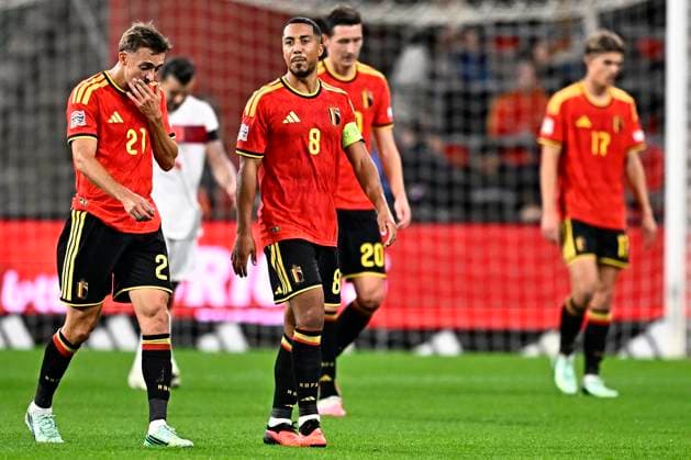 Belgium v Turkey - UEFA Nations League 2026 LIEGE, BELGIUM - OCTOBER 02 : Tielemans Youri midfielder of Belgium and Castagne Timothy defender of Belgium during the UEFA Nations League tournament league phase matchday 3 group A1 match between Belgium and Turkey on October 2, 2026 in Liege, Belgium, 02 10 2026 Liege Belgium  Copyright: xTomasxSiskx