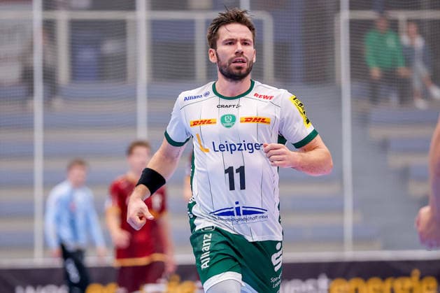 02.10.2026, 6. Spieltag der 2. Handball-Bundesliga, TuSEM Essen - SC DHfK Leipzig. Lukas Binder (SC DHFK Leipzig 11) jubelnd NRW Deutschland