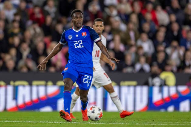 RECORD DATE NOT STATED 2nd October 2026; bet365 Stadium, Stoke-on-Trent, England; UEFA U21, U 21 Championship Qualification Football, England U21 versus Slovakia U21; Samuel Gidi of Slovakia TimxWilliams