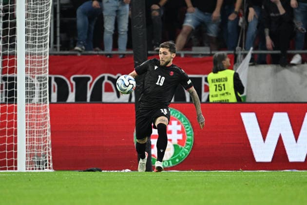 IPA89231657 - Giorgi Tsitaishvili (Georgia) during the Nations League, Matchday 3, League B Group B2, between Hungary and Georgia, on October 2, 2026, at the Puskás Arena in Budapest, Hungary  Copyright: xVincenzoxOrlando IPAxSportx xx IPA89231657