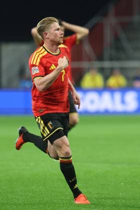 Belgium s Kevin De Bruyne celebrates after scoring during pictured during a soccer game between Belgian national team, Nationalteam Red Devils and Turkey, on Friday 2 October 2026 in Liege, the third game of the UEFA Nations League group stage. VIRGINIExLEFOUR  x188569269x