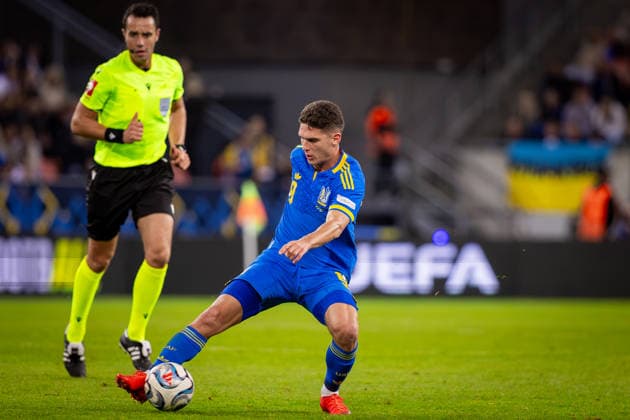 UKRAINE - NORTHERN IRELAND Georgiy (Heorhiy) Sudakov of Ukraine and SL Benfica during UEFA Nations League - League B - Group B2 - Matchday 3 - football match between Ukraine and Northern Ireland. Anton Malatinsky Stadium, City Arena, Trnava, Slovakia, October 02, 2026. Photo by Branislav Racko Copyright: xx 080A9739