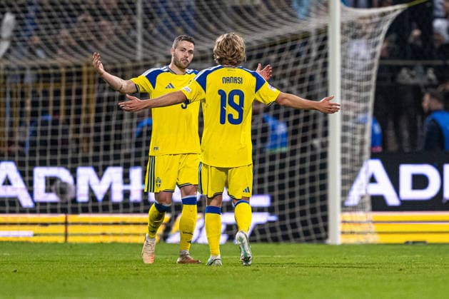 261002 Gabriel Gudmundsson and Sebastian Nanasi of Sweden looks dejected after 1-1 during the Nations League football match between Bosnia and Herzegovina and Sweden on October 2, 2026 in Zenica. Photo: Ludvig Thunman BILDBYRAN kod LT LT0823 fotboll football soccer fotball nations league uefa nations league bosnia and herzegovina sverige sweden sverige a bbeng depp Copyright: LUDVIGxTHUNMAN BB261002LT184
